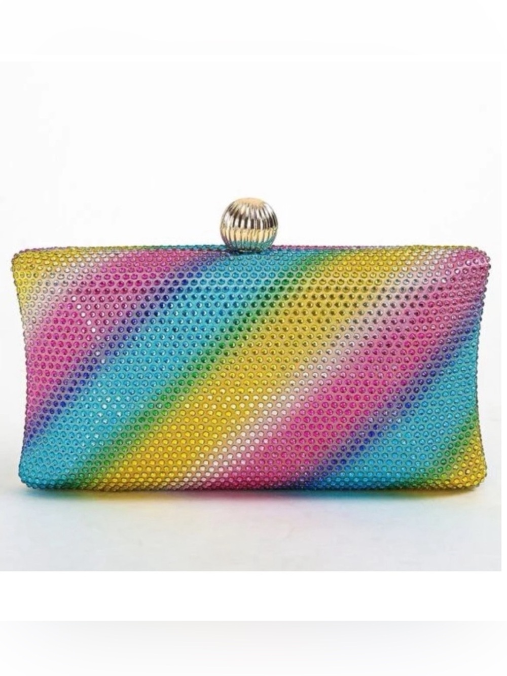 Rainbow rhinestone clutch bag, new